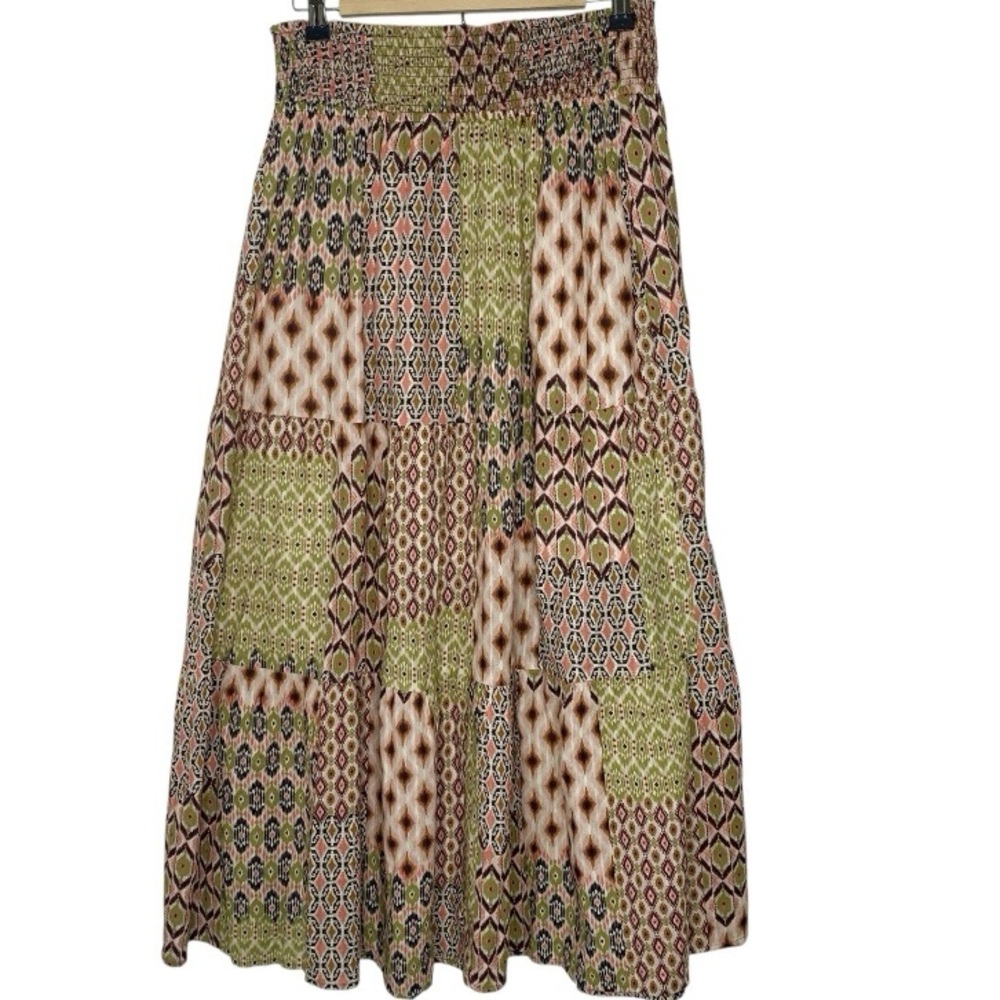 Liverpool Los Angeles Large Patchwork Geo Print  Maxi Skirt Cottage Core‎ Fairy